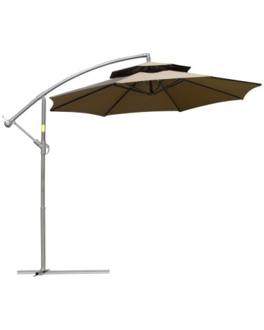 Parasol déporté octogonal inclinable acier époxy polyester marron