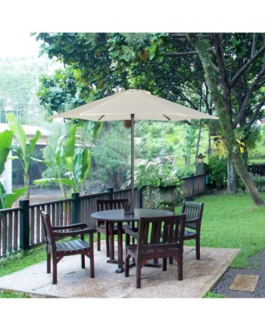 Parasol droit de jardin mât alu polyester beige