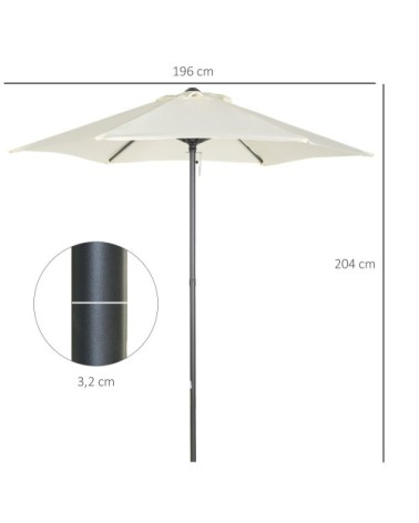 Parasol droit de jardin mât alu polyester beige