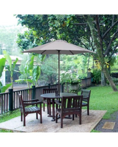 Parasol droit de jardin mât alu polyester gris clair