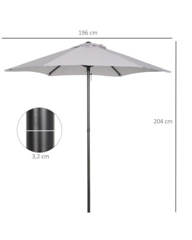 Parasol droit de jardin mât alu polyester gris clair