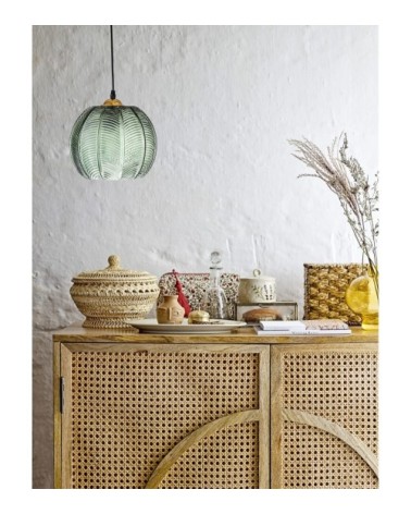 Lampe suspendue en verre vert