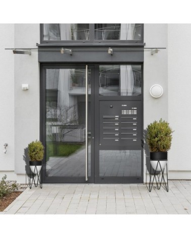 Supports de pots de fleurs design - lot de 2 métal époxy noir blanc