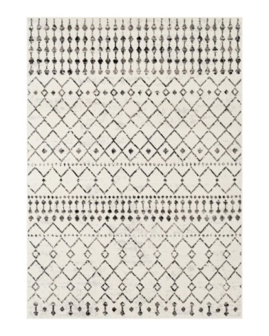 Tapis Berbère Ethnique - Blanc et Noir - 200x275cm