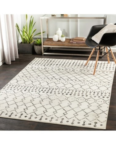 Tapis Berbère Ethnique - Blanc et Noir - 200x275cm