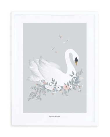 Cadre cygne en bois Gris