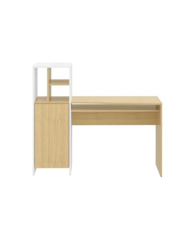 Bureau 3 niches chêne clair et blanc H113