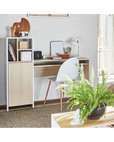 Bureau 3 niches chêne clair et blanc H113