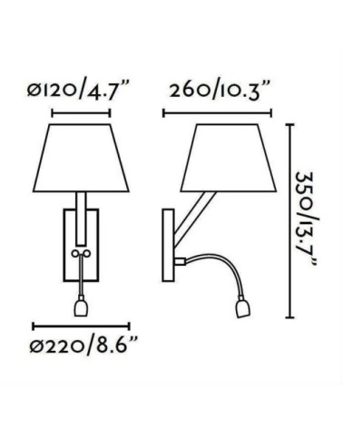 Applique steel noir e27 + led