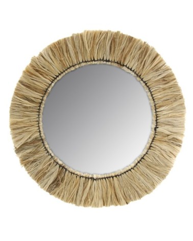 Miroir rond en jonc naturel D52cm