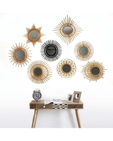 Miroir en rotin étoile D65cm