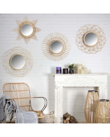 Miroir en rotin étoile D65cm
