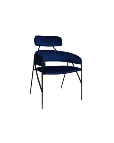 Chaise de salle à manger velours et métal bleu nuit