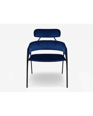 Chaise de salle à manger velours et métal bleu nuit