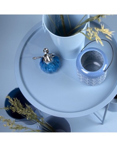 Table d'appoint en acier nuances de bleu