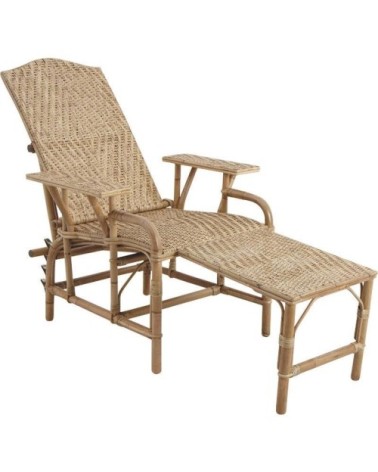 Chaise longue en manau et lame de rotin