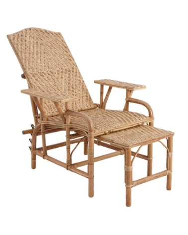 Chaise longue en manau et lame de rotin