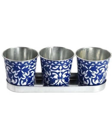 Jardinière en zinc 3 pots carreaux de ciment