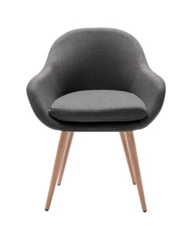 Chaise scandinave tissu gris pieds métal effet bois (x2)