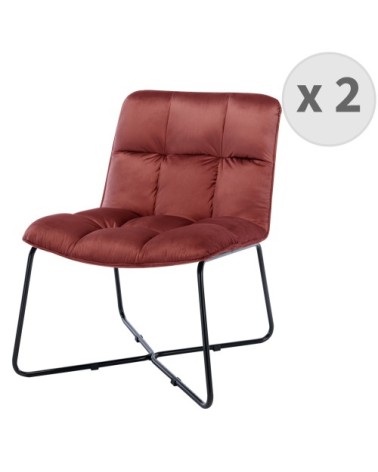 Fauteuil Design velours lie de vin pieds métal noir(x2)