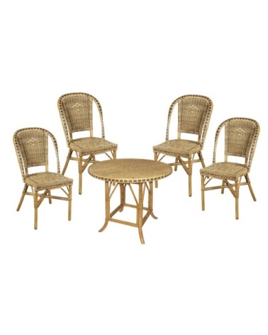 Petit salon en manau et rotin medan