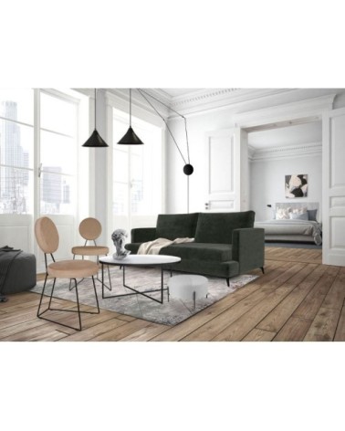 Chaise de salle à manger velours et métal noir beige