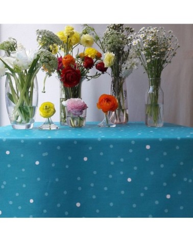 Nappe enduite rectangle 160 x 300 cm turquoise