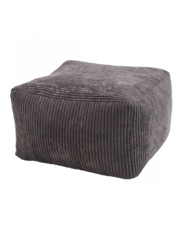 Pouf carré en tissu velours cotelé gris anthracite