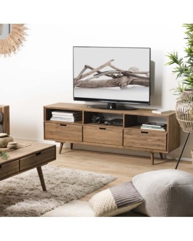 Meuble TV 3 tiroirs 3 niches en sapin