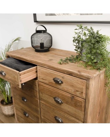 Meuble 2 tiroirs 2 portes avec faux tiroirs en pin recyclé