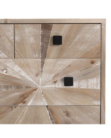 Commode 4 tiroirs beige pieds en sapin noir