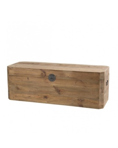 Coffre rangement en pin recyclé et poignées en métal noir