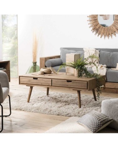 Table basse 4 tiroirs en sapin L120