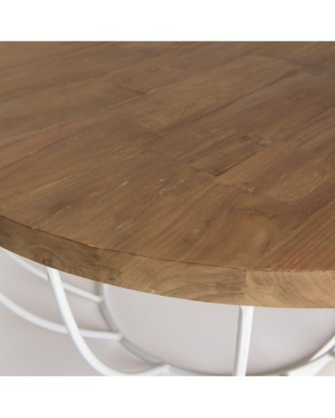 Table basse coque en teck recyclé métal blanc L80