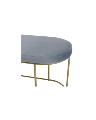 Banc velours bleu pieds arrondis métal doré