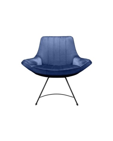 Fauteuil velours et métal noir bleu