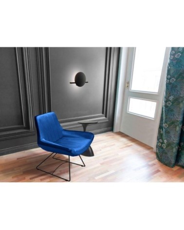 Fauteuil velours et métal noir bleu