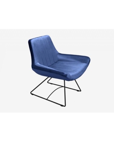 Fauteuil velours et métal noir bleu