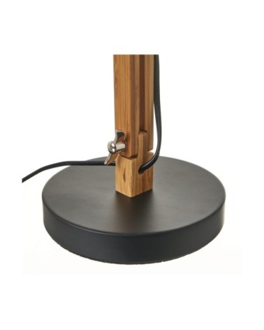 Lampe de bureau articulée métal noir et bambou H40,5cm