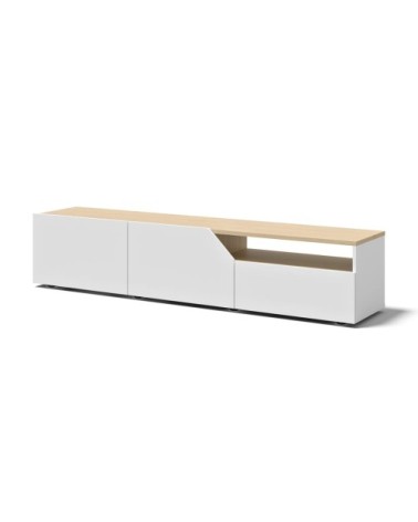 Meuble TV 1 niche chêne clair et blanc H38