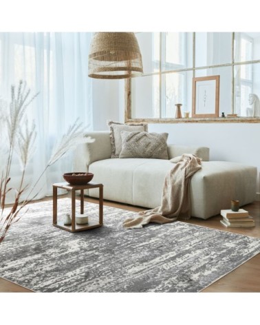 Tapis extra-doux motif lignes horizon gris 120x170