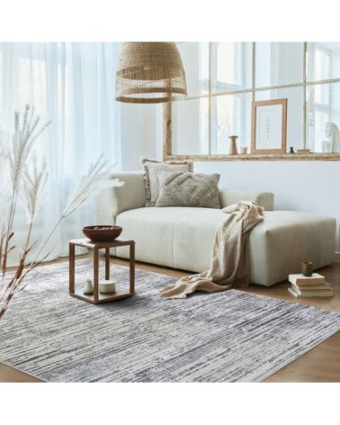 Tapis extra-doux motif lignes gris crème 120x170