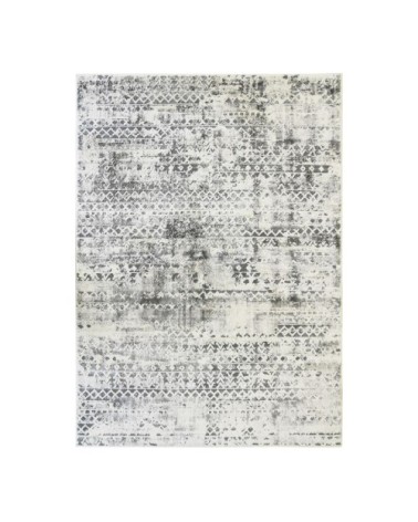 Tapis extra-doux motif croisillons crème argent 160x230