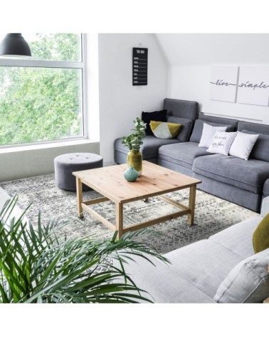 Tapis extra-doux motif croisillons crème argent 160x230