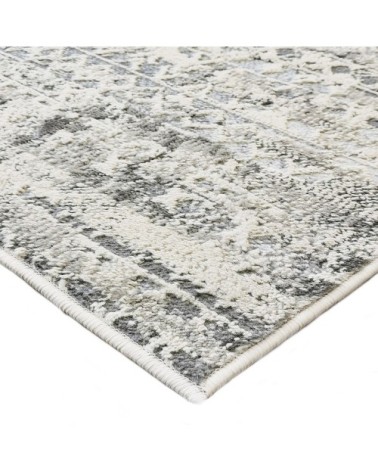 Tapis extra-doux motif croisillons crème argent 160x230