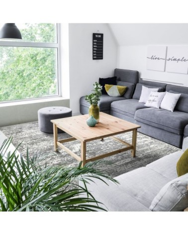 Tapis extra-doux motif lignes horizon gris 160x230