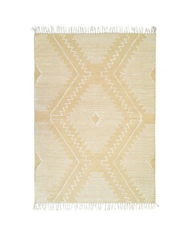 Tapis en coton avec motifs zig zag en laine épaisse naturel 120x170