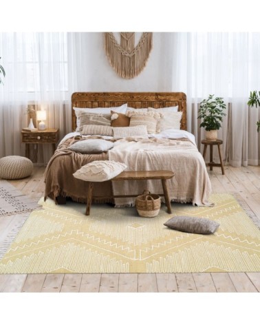 Tapis en coton avec motifs zig zag en laine épaisse naturel 120x170