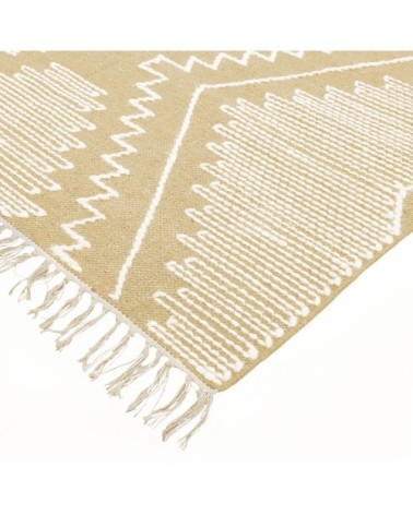 Tapis en coton avec motifs zig zag en laine épaisse naturel 120x170