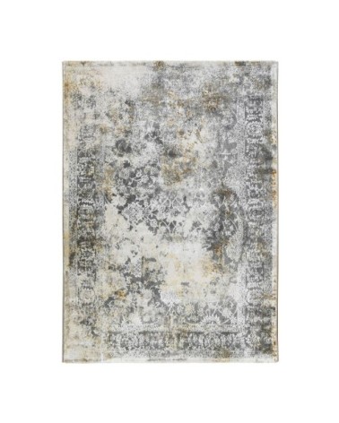 Tapis graphique effet usé gris or 160x230